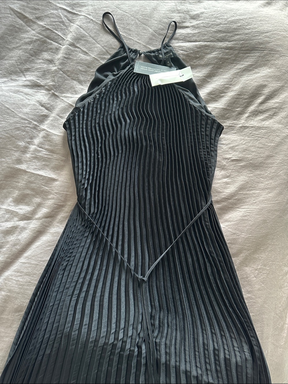 Women's Black Pleated Halter Dress